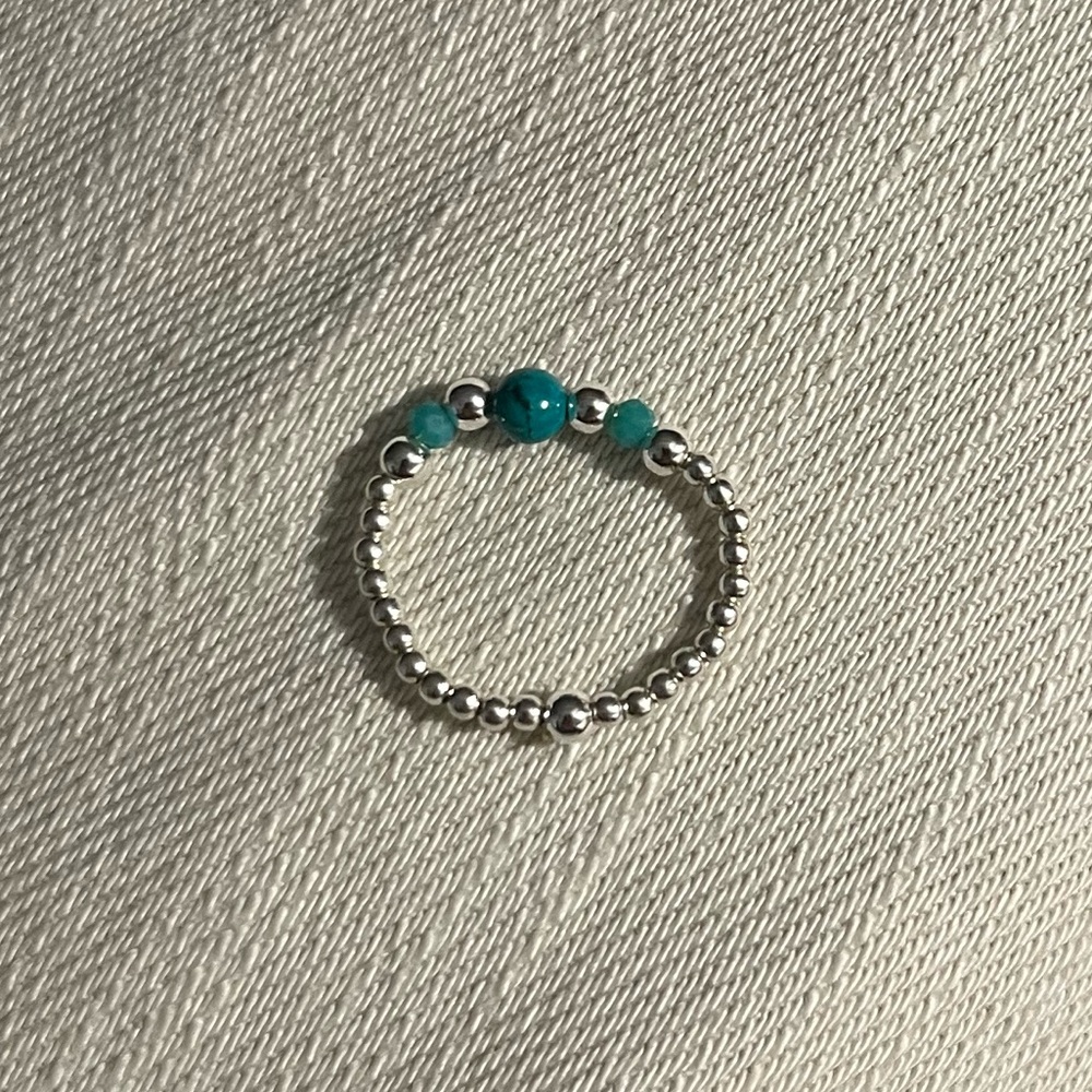 Sterling Silver and Turquoise Beaded Ring